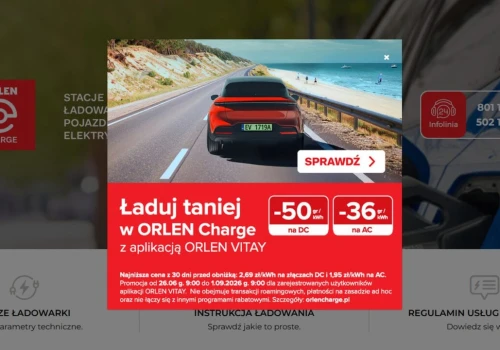 Wakacyjny cennik Orlen Charge: 2,19 zł/kWh DC, 1,59 zł/kWh AC. Promocja ruszyła. Bonus: pierwsza megaszybka ładowarka w PL