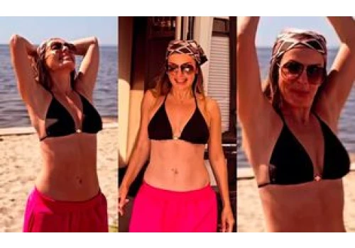 49-letnia Katarzyna Glinka pozdrawia z Helu, eksponując szczupłą sylwetkę w bikini (ZDJĘCIA)