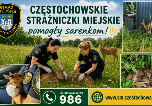 Mieszkaniec znalazł dwie małe sarenki i powiadomił częstochowską Straż Miejską