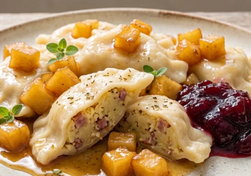 Oscypkowe pierogi w słodkim anturażu. Przepis Mateusza Gesslera