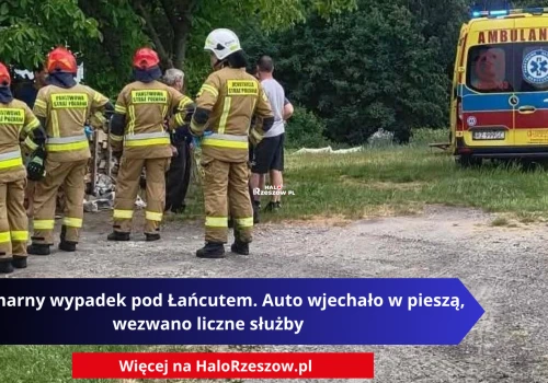 Koszmarny wypadek pod Łańcutem. Samochód wgniótł kobietę w ścianę budynku