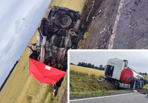 Tragiczny wypadek na DK16. Zderzenie osobówki z ciężarówką, nie żyje jedna osoba