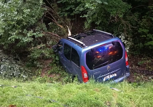 Groźny wypadek między Kaczorowem a Wojcieszowem. Citroen uderzył w drzewo