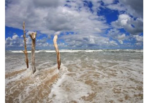 Koszalin: Silny wiatr nad morzem. MOSiR zabezpiecza plaże i apeluje o ostrożność