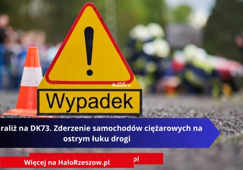 Paraliż na DK73. Zderzenie samochodów ciężarowych na ostrym łuku drogi
