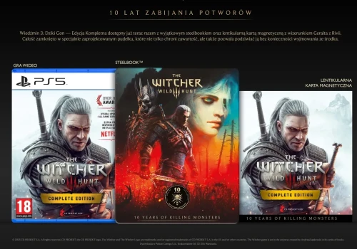 Wiedźmin 3 w pięknym wydaniu na PS5 za 150 zł - gra + steelbook + puzzle + karta magnetyczna