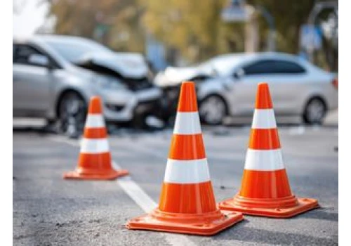 Częstochowa. Zdarzenie na DK91 przy zjeździe na Stare Miasto. Samochód ma zmiażdżony przód