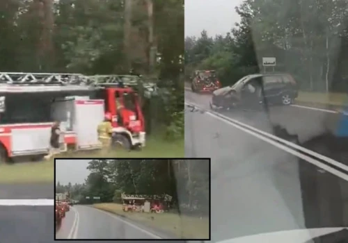 Górna Polanica. Osobówka zderzyła się czołowo z wozem strażackim z drabiną mechaniczną