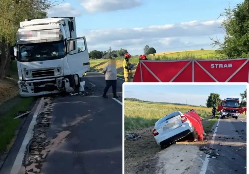 Tragiczny wypadek na DK57. Nie żyje kierowca osobówki, droga całkowicie zablokowana