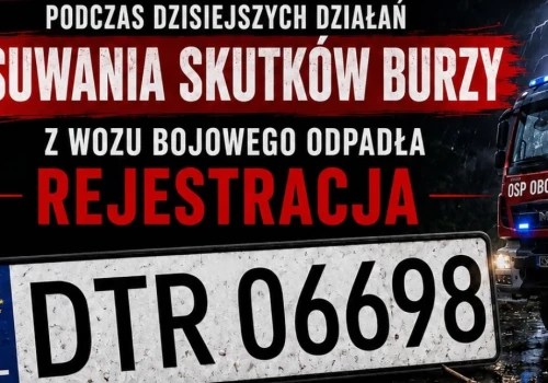 OSP Oborniki Śląskie prosi o pomoc w odnalezieniu zagubionej tablicy rejestracyjnej