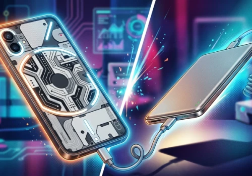 E-atrament na obudowie smartfona i powerbank o grubości 6 milimetrów