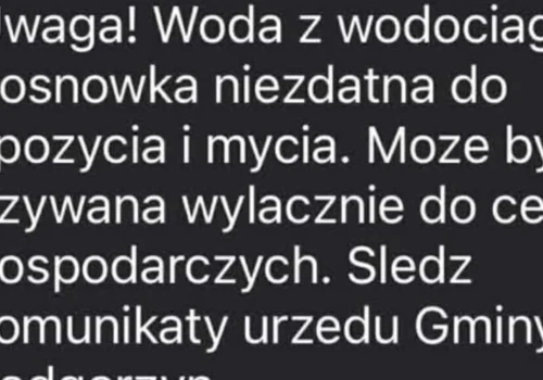 Alert RCB dla Podgórzyna. Woda niezdatna do spożycia i użytku domowego