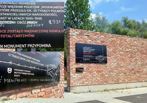 Zdewastowana tablica upamiętniającą ofiary obozów na Promenadzie. Straż Miejska Mysłowice szuka sprawcy
