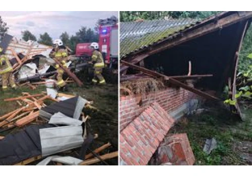 Trąba powietrzna w Świętokrzyskiem. Uszkodzone budynki i samochody