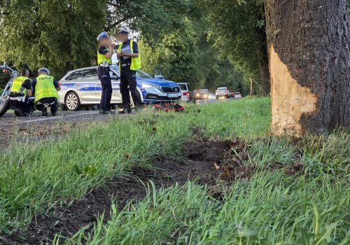 Wypadek na wjeździe do Lublina. Motocykl wypadł z drogi i uderzył w drzewo