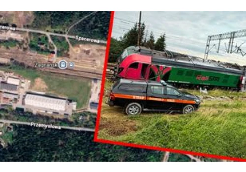 Wykolejenie lokomotywy w Zagnańsku. Pociąg towarowy ciągnął 14 wagonów z kruszywem