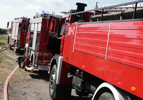 Pożar domu, strażacy w akcji