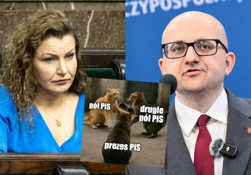 Poseł Matecki (PiS) ostrzega przed posłanką Pawłowską (PiS), ona z kolei zaleca mu picie i zwiedzanie dachów