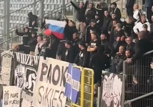 Skandal w Lublinie! Polacy na sektorze z rosyjską flaga na meczu Ukraińców