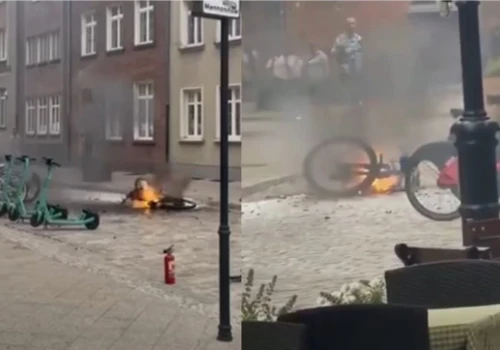 W Gdańsku zapalił się rower elektryczny. Bateria strzelała jak dobre fajerwerki w sylwestra