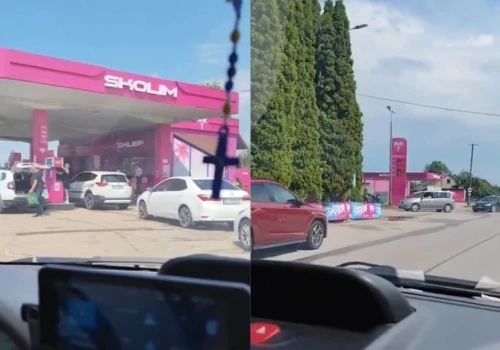 Ogromna kolejka aut do stacji Skolima. Wszyscy chcą tanio zatankować
