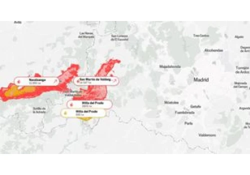 Ogień idzie w kierunku stolicy Hiszpanii. 