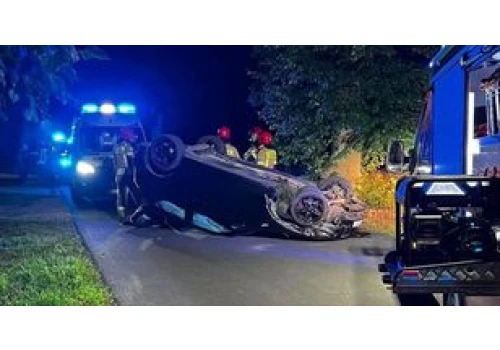 Kierowca uderzył w drzewo i dachował w powiecie mogileńskim