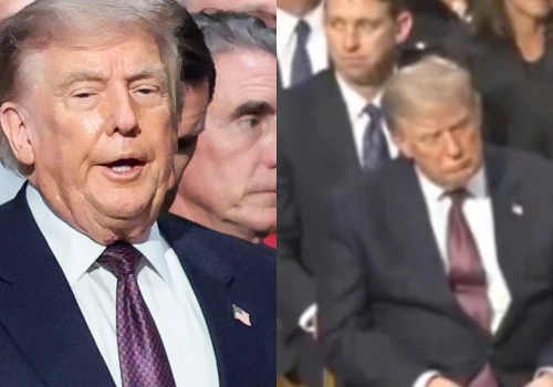 Trump zamknął oczy na pogrzebie i już się zaczęło. Rzecznik Białego Domu zareagował