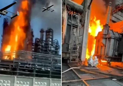 Płonie wielka rafineria na Uralu! (WIDEO)