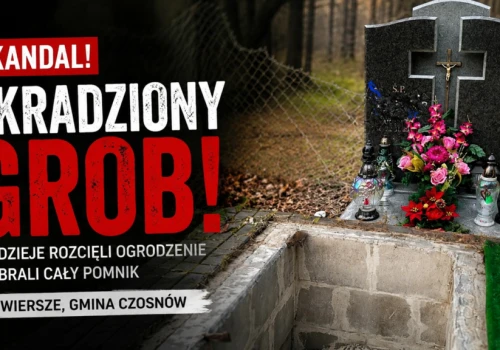 Zuchwała kradzież na cmentarzu we Wierszach. Złodzieje ukradli niemal cały pomnik