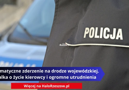 Dramatyczne zderzenie na drodze wojewódzkiej. Walka o życie kierowcy i ogromne utrudnienia