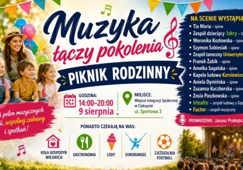 Muzyka połączy pokolenia. Już 9 sierpnia rodzinny piknik w Cieksynie