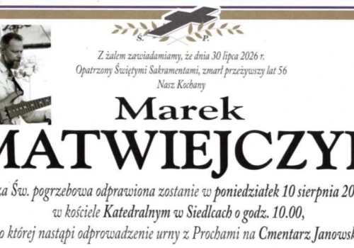 Ostatnie pożegnanie Marka Matwiejczyka. Bliscy mają prośbę do żałobników