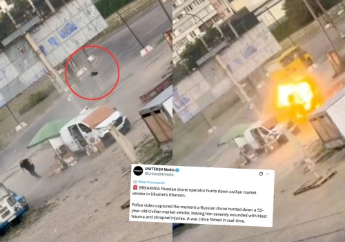 Ukraina: ujawniono nagranie, jak rosyjski dron poluje na sprzedawcę z warzywniaka
