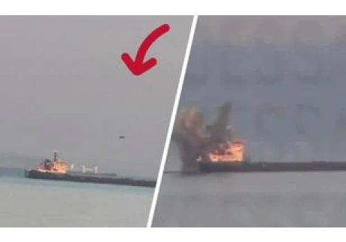 Plaża pełna ludzi, a dron uderza w statek. Nagranie z Odessy