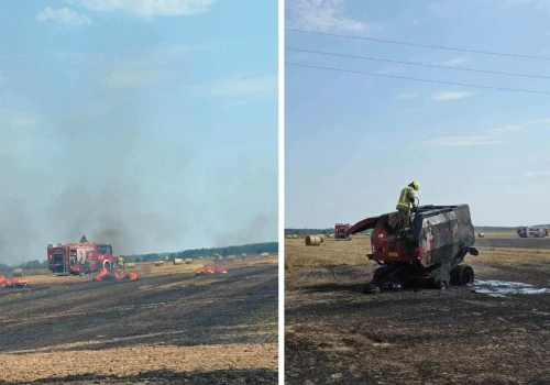 Prasa zapaliła się podczas pracy. Ogień przeniósł się na ściernisko