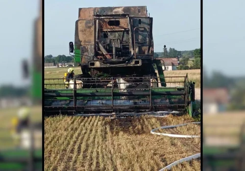 Żniwa brutalnie przerwane. Podczas pracy spalił się kombajn