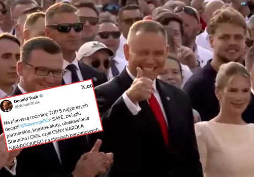 Ale przyłożył! Pod Pałacem trwała impreza dla Nawrockiego, a Tusk… „Na pierwszą rocznicę…”