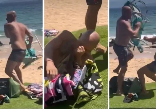 Tak się kończy polityczną karierę! Złapał za leżak i rzucił się na plażowicza i padł. „Uderzyłem go”