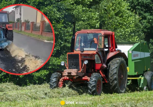 Rolnik przeorał nowy asfalt w Gliwicach. 