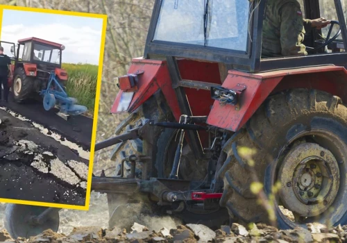 Rolnik zaorał wyremontowaną drogę w Gliwicach. Nagranie wzburzyło internautów