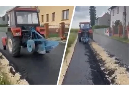Zaorał świeżo położony asfalt. Rolnik zatrzymany przez policję