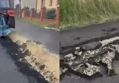 Rolnik zaorał świeżo położony asfalt. Policja zatrzymała go na gorącym uczynku