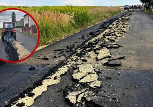 Rolnik zaorał świeży asfalt w Gliwicach. Zniszczył 200 metrów nawierzchni. Wiemy, co mówił po zatrzymaniu