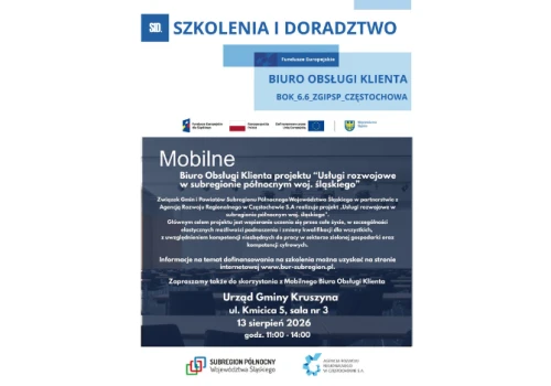 Mobilne Biuro Obsługi Klienta pojawi się w Kruszynie. Będzie można zapytać o dofinansowanie szkoleń