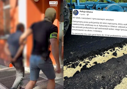Rolnik z Gliwic, który zaorał asfalt pługiem, usłyszał zarzuty i może mieć kłopoty