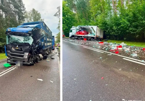 Poważny wypadek na DK59. Trasa Mrągowo – Piecki całkowicie zablokowana