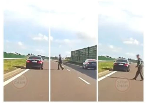 Szokujące nagranie z drogi. Starszy pan z laską wyszedł na ekspresówkę