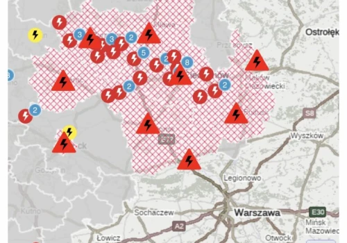 Potężna awaria prądu na Mazowszu po przejściu nawałnicy. Bez energii część 9 powiatów, w tym około 10 tysięcy odbiorców!