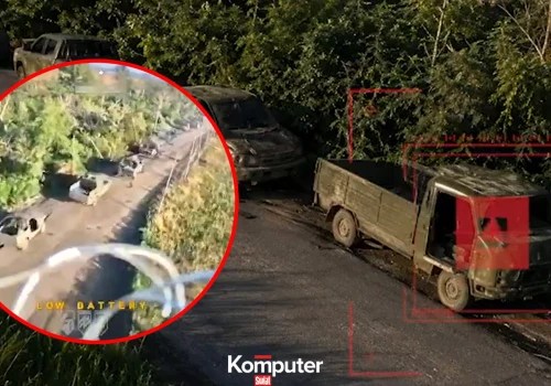 Rosyjski konwój stanął w płomieniach. Wjechali w 